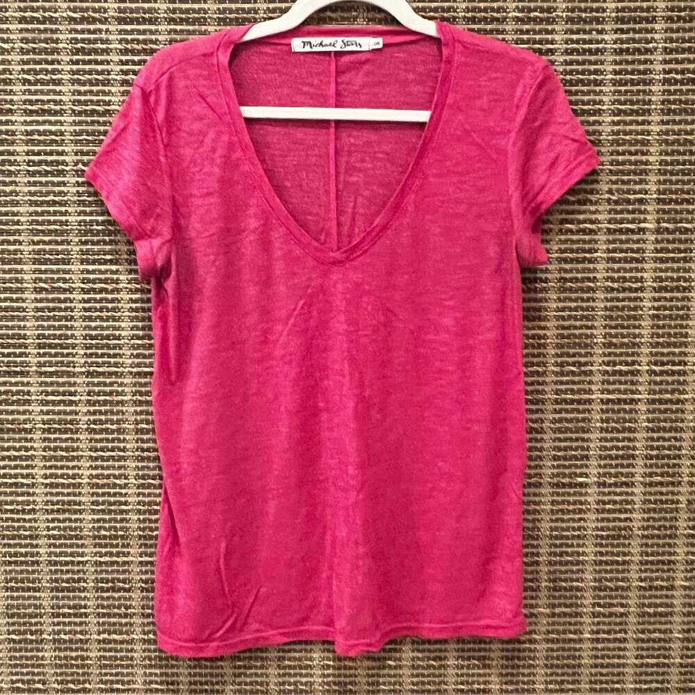 Michael Stars Oversized V Neck Pink Tee Shirt